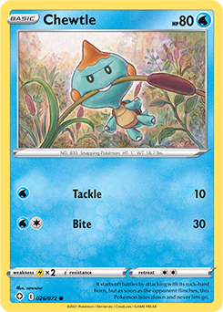 Common Pokémon card Chewtle 026/072 from Shining Fates expansion
