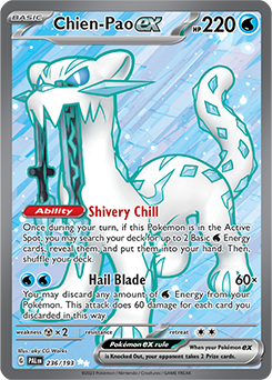 Ultra rare Pokémon card Chien-Pao ex 236/193 from Paldea Evolved expansion