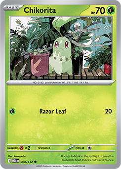 Common Pokémon card Chikorita 8/132 from Mega Evolution expansion