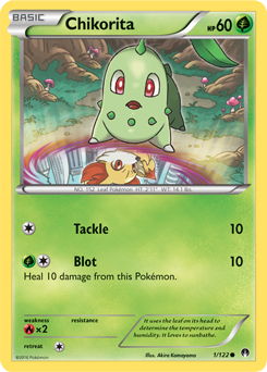 Common Pokémon card Chikorita 1/122 from Breakpoint expansion