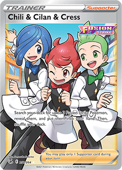 Full Art Trainer Pokémon card Chili & Cilan & Cress 258/264 from Fusion Strike expansion
