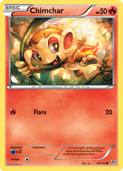 Common Pokémon card Chimchar 15/135 from Plasma Storm expansion