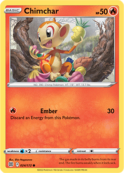 Common Pokémon card Chimchar 024/172 from Brilliant Stars expansion