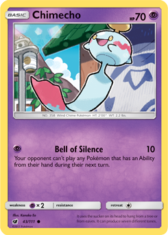 Common Pokémon card Chimecho 43/111 from Crimson Invasion expansion