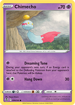 Common Pokémon card Chimecho 074/195 from Silver Tempest expansion