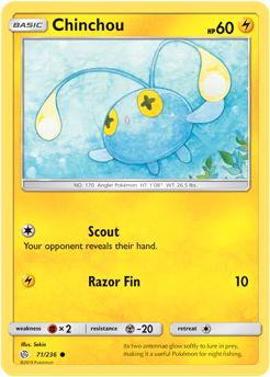 Chinchou 71/236 Pokémon card from Cosmic Eclipse for sale at best price