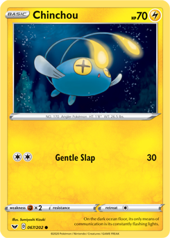 Common Pokémon card Chinchou 67/202 from Sword & Shield expansion