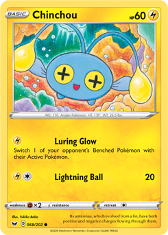Common Pokémon card Chinchou 68/202 from Sword & Shield expansion