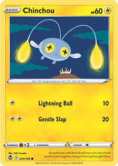Common Pokémon card Chinchou 051/195 from Silver Tempest expansion