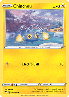 Common Pokémon card Chinchou 52/203 from Evolving Skies expansion