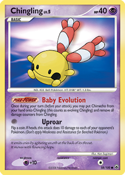 Common Pokémon card Chingling 58/100 from Majestic Dawn expansion