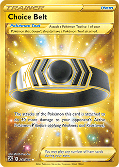 Gold Item Pokémon card Choice Belt 211/189 from Astral Radiance expansion