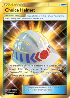 Secret Gold Pokémon card Choice Helmet 229/214 from Lost Thunder expansion