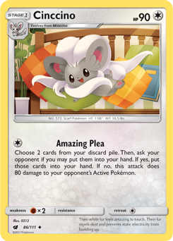 Cinccino 86/111 Pokémon card from Crimson Invasion for sale at best price