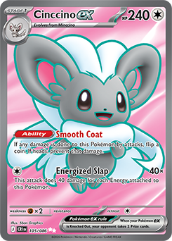 Ultra rare Pokémon card Cinccino ex 105/86 from Chaos Rising expansion