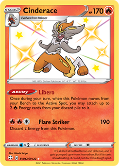 Shining Pokémon Pokémon card Cinderace SV017/SV122 from Shining Fates expansion
