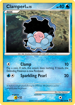 Common Pokémon card Clamperl 64/106 from Great Encounters expansion
