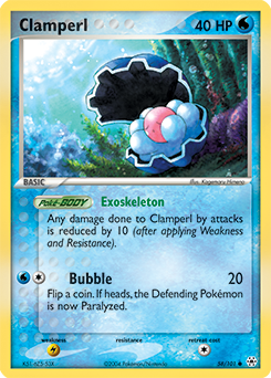 Common Pokémon card Clamperl 58/101 from Ex Hidden Legends expansion