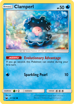 Common Pokémon card Clamperl 41/168 from Celestial Storm expansion