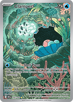 Illustration rare Pokémon card Clamperl 195/182 from Destined Rivals expansion