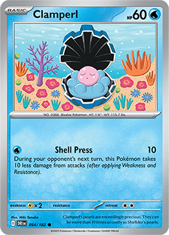 Common Pokémon card Clamperl 54/182 from Destined Rivals expansion