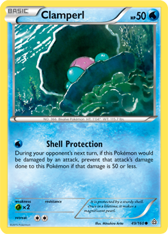 Common Pokémon card Clamperl 49/160 from Primal Clash expansion