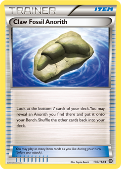 Uncommon Pokémon card Claw Fossil Anorith 100/114 from Steam Siege expansion