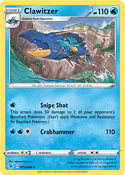 Uncommon Pokémon card Clawitzer 75/264 from Fusion Strike expansion