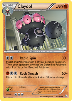 Rare Pokémon card Claydol 64/124 from Dragons Exalted expansion