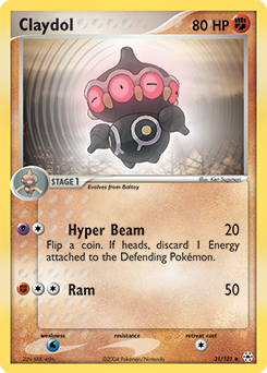Uncommon Pokémon card Claydol 31/101 from Ex Hidden Legends expansion