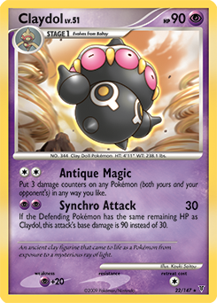 Rare Pokémon card Claydol 22/147 from Supreme Victors expansion