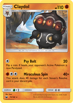 Rare Pokémon card Claydol 79/168 from Celestial Storm expansion