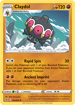 Rare Pokémon card Claydol 145/264 from Fusion Strike expansion