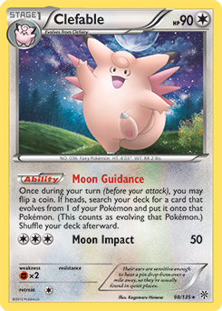 Rare Pokémon card Clefable 98/135 from Plasma Storm expansion
