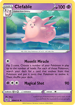 Rare Pokémon card Clefable 054/172 from Brilliant Stars expansion