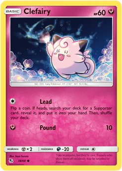 Common Pokémon card Clefairy 38/68 from Hidden Fates expansion