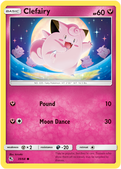 Common Pokémon card Clefairy 39/68 from Hidden Fates expansion