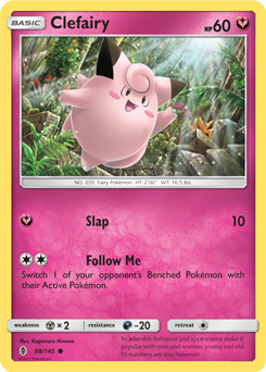 Common Pokémon card Clefairy 88/145 from Guardians Rising expansion