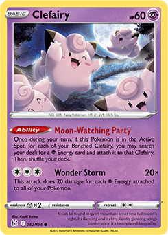Common Pokémon card Clefairy 062/196 from Lost Origin expansion