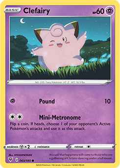 Common Pokémon card Clefairy 063/185 from Vivid Voltage expansion