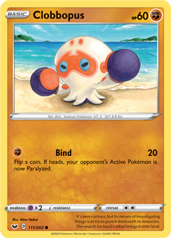Common Pokémon card Clobbopus 111/202 from Sword & Shield expansion