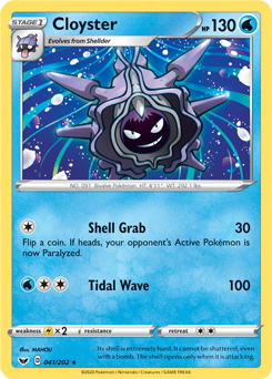 Rare Pokémon card Cloyster 41/202 from Sword & Shield expansion
