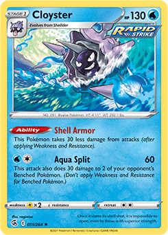 Rare Pokémon card Cloyster 51/264 from Fusion Strike expansion