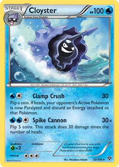 Rare Pokémon card Cloyster 32/146 from X&Y expansion