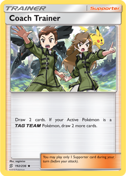Uncommon Pokémon card Coach Trainer 192/236 from Unified Minds expansion