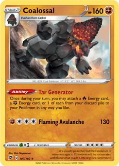 Coalossal 107/192 Pokémon card from Rebel Clash for sale at best price