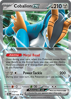 Carte Pokémon Double rare Cobaltium ex 64/86 de la série Chaos Ascendant