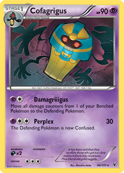 Rare Pokémon card Cofagrigus 46/101 from Noble Victories expansion