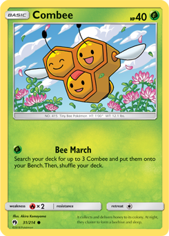 Common Pokémon card Combee 31/214 from Lost Thunder expansion