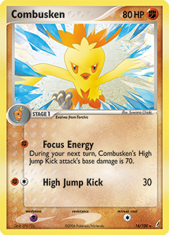 Rare Pokémon card Combusken 16/100 from Ex Crystal Guardians expansion